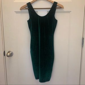 American Apparel Green Velvet Tank Backless Dress
